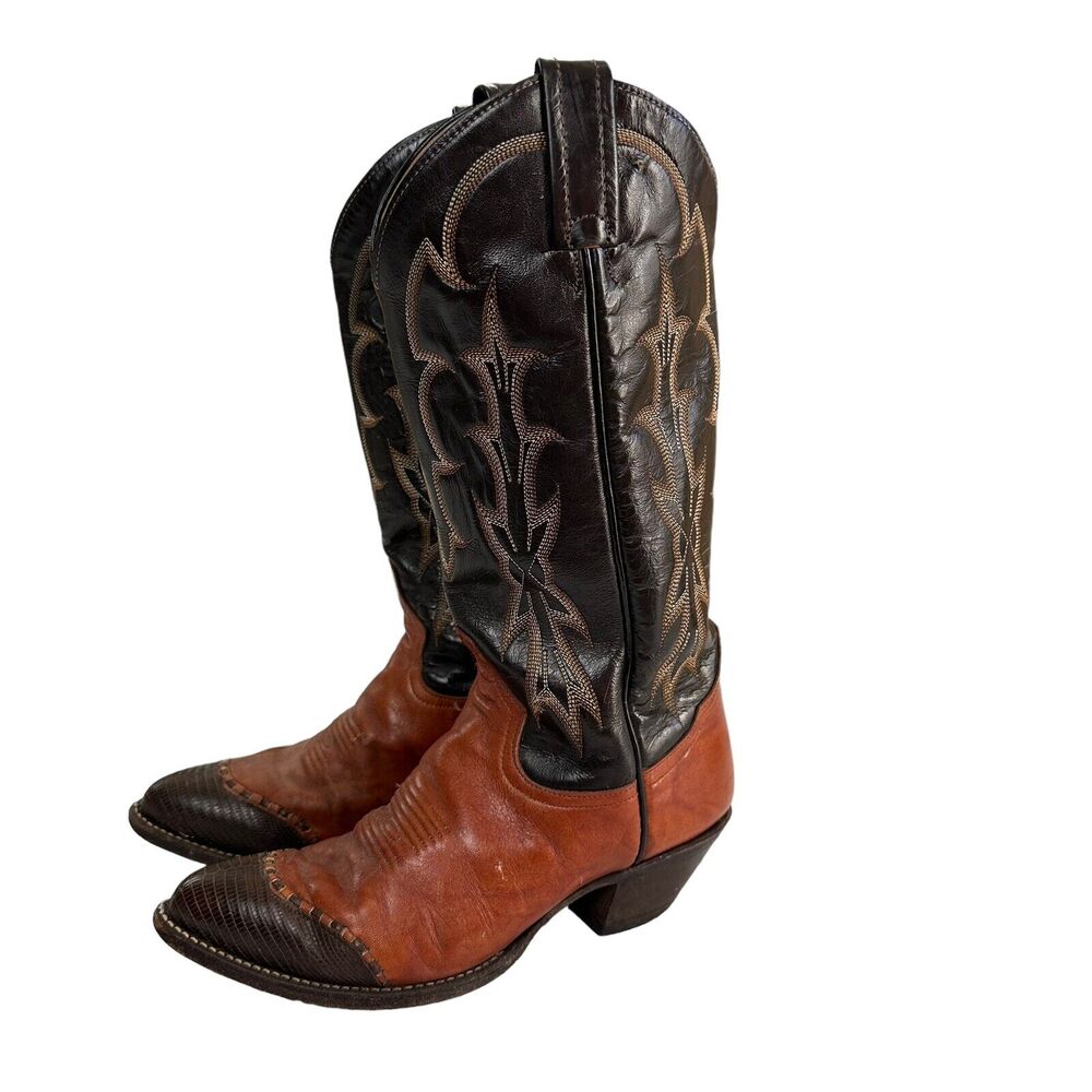 Tony Lama Women’s Sz 4.5 Vintage Western Cowboy Cowgirl Boots Lizard Toe #6951